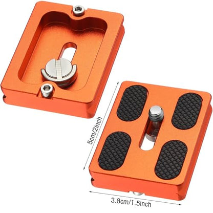 Frienda 2 Pieces Metal Quick Release Plate with 1/4''-20 Camera Screw Tripod Mount Plate Fits Standard for DSLR Camera Tripod Ball Head (Pu50,Black and Orange) - color: Black and Orange, style: PU50