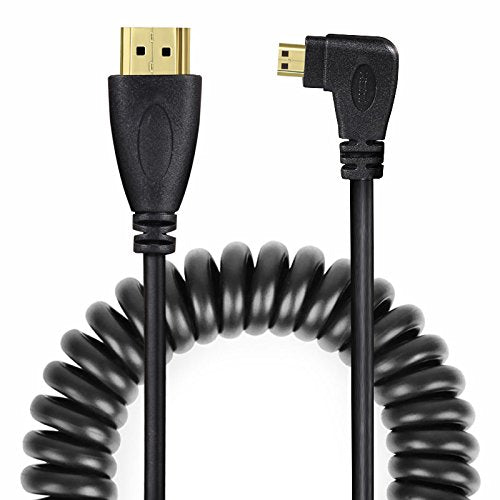 UCEC Micro HDMI to HDMI Cable - Left Angled Spring - Durable Coil for TVs, Monitors, and Gaming Consoles,6.5FT - color: Left angled micro hdmi cable