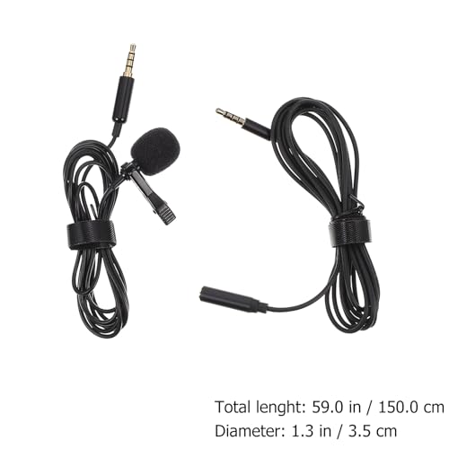 BESPORTBLE Clip-on Lapel Microphone Wired Noise-canceling Small Lavalier Mic for Phone Interview Recording Portable Black