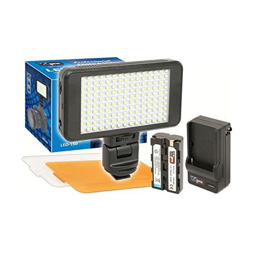 Vidpro LED-150 Photo and Video Light Kit - On Camera Panel LED Light - Adjustable and Dimmable Light Fits Cameras Video Camcorders and DLSR w/Hot Shoe Includes Rechargeable Battery Diffuser and More - size: LED-150