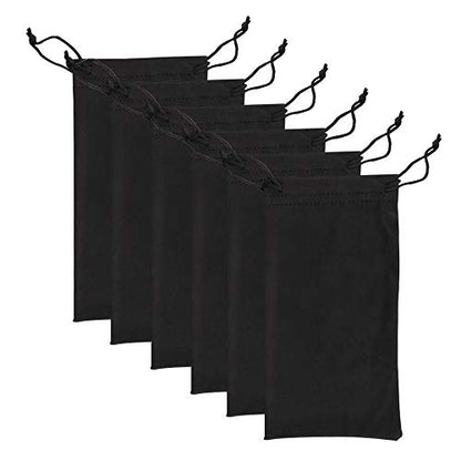 6pcs Eyeglasses Sunglasses Microfiber Pouch Bag, Cell Phone Storage Pouch 7.1" x 3.5" - color: Black