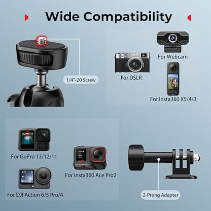 SMALLRIG Small Camera Tripod Selfie Stick, Extendable 8"-15" Mini Handheld Carabiner Tripod with Mantis Hook, 360° Ball Head, Cold Shoe Mount, 1/4"-20 Screw for DSLR, Adapter for DJI, for GoPro - 5285 - style: for camera