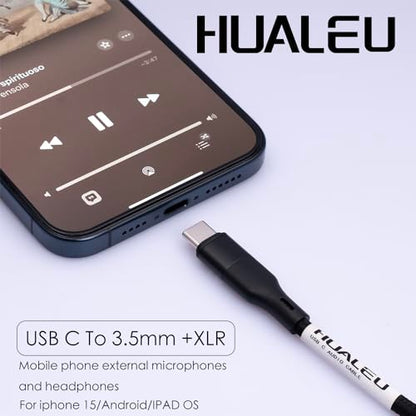 10FT USB C to XLR Female Microphone Cable & 3.5mm (1/8") Female Stereo Out Adapter,USB C to 3.5mm Headphone Cable&XLR Female Microphone Record Cable for iPhone 15 Garageband,Tablet,Laptop - size: 10 ft