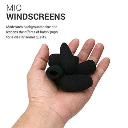 kwmobile Microphone Foam Covers (Set of 5) - 1.8x0.9x0.5 inches (4.8x2.4x1.2 cm) Windscreen Protective Pop Filter Pack for Microphones - Black