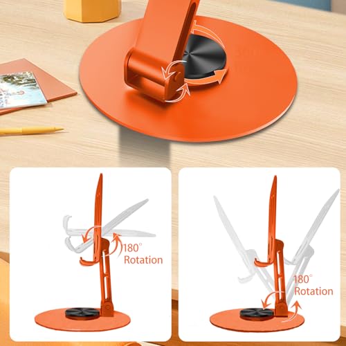 Universal Metal Cell Phone Stand, Multi-Angel Adjustable 360° Rotation Non-Slip Metal Phone Stand Compatible with iPhone 17 Pro Max and All Smartphones (20PCS Orange) - color: 20PCS Orange