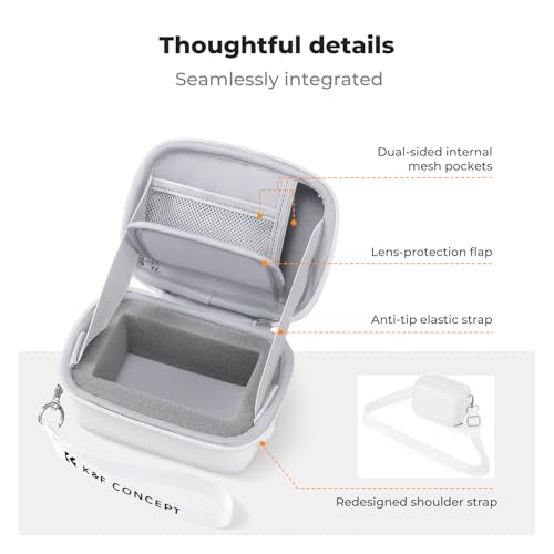 K&F CONCEPT Carrying Case for Digital Camera, Hard Shell Protective Travel Case Compatible with Ricoh GR III/GR IIIX/for Sony ZV-1 RX100/ for Canon G7X Mark III/G5X Mark II (Case Only) - color: White