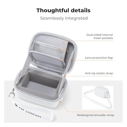 K&F CONCEPT Carrying Case for Digital Camera, Hard Shell Protective Travel Case Compatible with Ricoh GR III/GR IIIX/for Sony ZV-1 RX100/ for Canon G7X Mark III/G5X Mark II (Case Only) - color: White