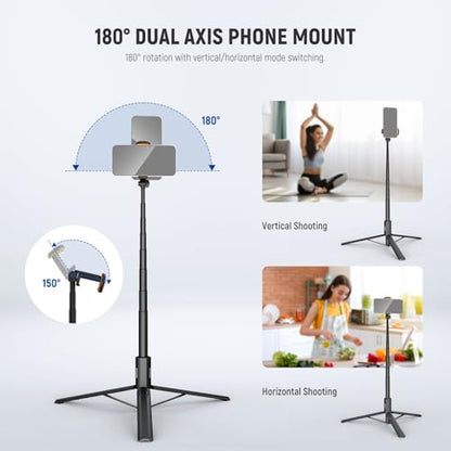 NEEWER Entry Level Version 16-71" Selfie Stick Tripod Compatible with iPhone Android, Portable Cell Phone Travel Stand Camera Holder with Remote for TikTok Video Recording Streaming Filming, PA988