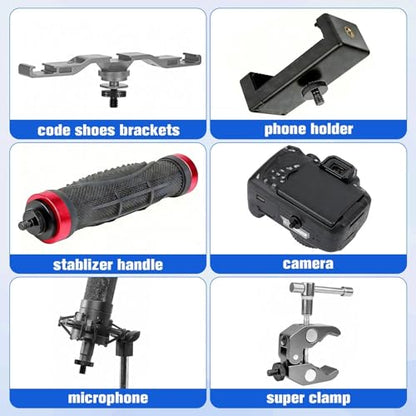 SPEEDWOX 6pcs 1/4" Male to 1/4" Male Tripod Screw Adapter Standard Camera Cage Mount Threaded Light Stand Screw Double Head Stud Standard Mounting Thread Converter for Camera Mount Rig Tripod