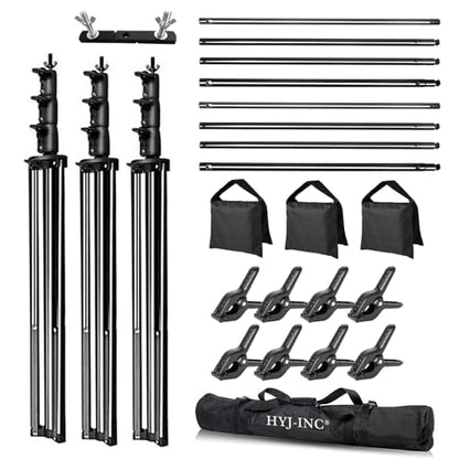 HYJ-INC Photo Video Studio 20ft (Wide) x 10ft (Tall) Heavy Duty Adjustable Width & Length Photography Backdrop Stand Background Support System Kit with Spring Clamps, Sandbags, Carry Bag