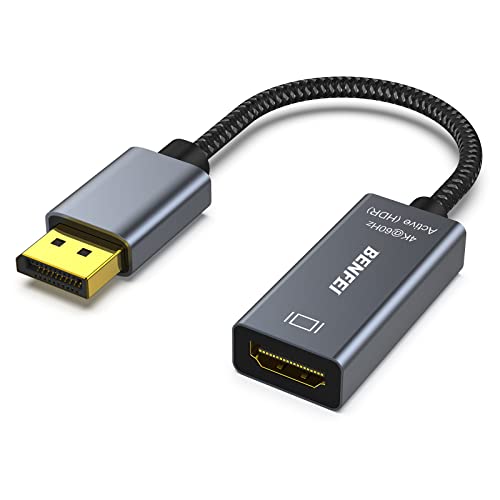 BENFEI Active DisplayPort to HDMI Adapter 4K@60Hz, Compatible with PC,Laptops, Desktop, Tablets, or DisplayPort Docking Stations, Supporting Eyefinity for Multi-Screen Gaming - color: Grey, style: 4K 60Hz-1 Pack