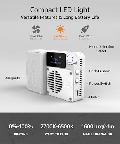 amaran Ace 25x Video Light,25W Bi-Color On-Camera Light Rechargeable LED Photography Light CCT 2700K-6500K,App Control,10 Light Effects,Support Magnetic Attraction,for Vlog/Video (Green)
