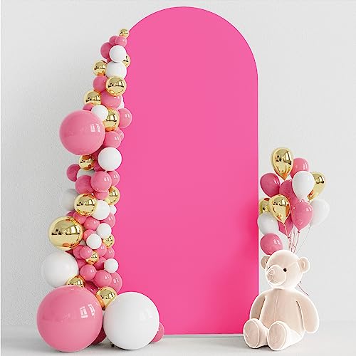 Wokceer 6FT Wedding Arch Cover Spandex Fitted Wedding Arch Stand Covers Round Top Chiara Arch Backdrop Cover for Birthday Party Ceremony Banquet Decoration Fushia - color: Fushia, size: 6 FT