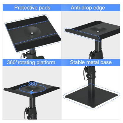 Suptek Free-Standing Speaker Stand Desktop Set, 9.6 x 8.8 inch Trays, Height Adjustment and Tilt, Universal Audio Holders for Computer and Bookshelf Speakers, Elevated Sound, 2 Pack, Black, SDM001T - color: Black