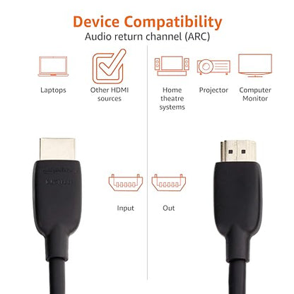 Amazon Basics HDMI 2.1 Cable, 8K@60Hz 4K@120Hz, 48 Gbps Ultra High Speed, 3 Feet, Compatible with PS5/Xbox/TV/Monitor, Black