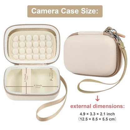 Leayjeen Hard EVA Camera Case Compatible with Canon PowerShot ELPH/IXUS, Kodak Pixpro FZ55/FZ45, Nikon Coolpix, Small Digital Camera, Shockproof Protective Camera Bag with Hand Strap-White(Case Only) - color: White