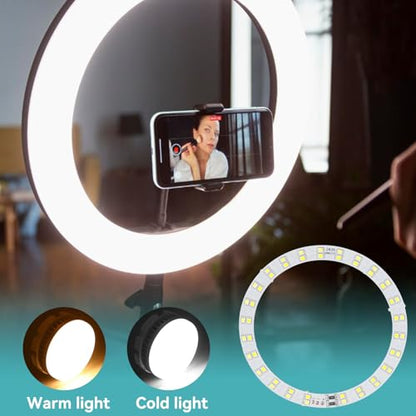 2PCS Rings Light, 3V‑5V LED Rings Light 10W Makeup Light USB Powered Rings Light Plate with Cold and Warm 2 Color Lighting for Daily Lighting