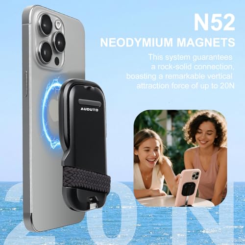 Magnetic Phone Tripod Stand, Portable Mini Selfie Stick for iPhone 17/16/15/14/13/12 & MagSafe, Aluminum Angle-Adjustable Foldable Strong Magnet Phone Holder, Travel Essentials - color: Charcoal Black