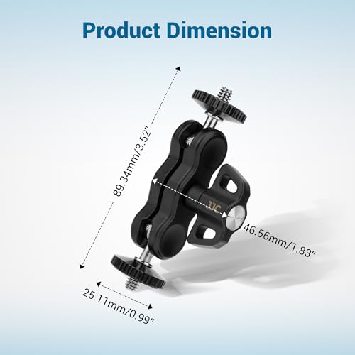 Universal Adjustable Magic Arm with 2 Ballhead & 1/4''-20 Screws for Super C Clamp Action Camera Cage, 360° Rotatable Double Ball Head Adapter for Insta360 X5 X4 Air Osmo Action 6 5 Pro Nano Pocket 4 - size: Magic Arm Only