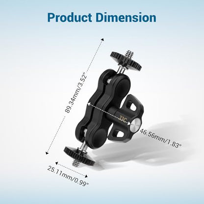 Universal Adjustable Magic Arm with 2 Ballhead & 1/4''-20 Screws for Super C Clamp Action Camera Cage, 360° Rotatable Double Ball Head Adapter for Insta360 X5 X4 Air Osmo Action 6 5 Pro Nano Pocket 4 - size: Magic Arm Only