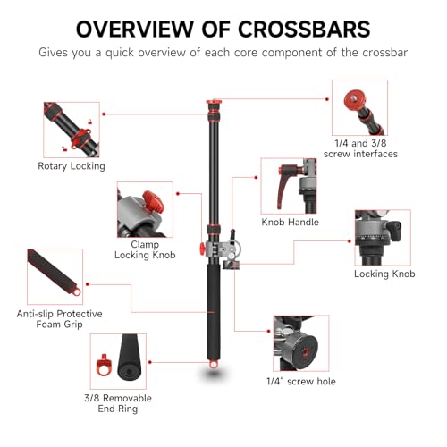 AMBITFUL 56.5" Heavy Duty Tripod Extension Boom Arm, 360° Swivel Overhead Camera Mount with 1/4"-3/8" Screw, 22lbs Load Capacity for Photography & Live Streaming - size: GM08-Tripod