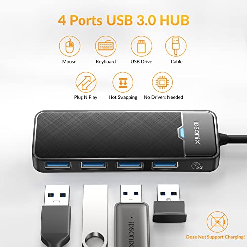 iDsonix USB 3.0 Hub USB C Splitter 5Gbps Data Transfer Ultra-Slim Extender for Desktop, Laptop, Xbox, Flash Drive, HDD, Console, Printer, PC, Keyboards, Mouse [Charging Not Supported] (0.5ft Cable) - size: USB-C 0.5ft