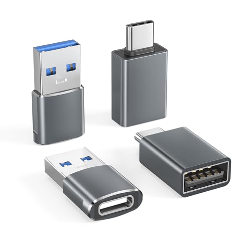Basesailor USB to USB C Adapter with C Male to 3.0 Female Charger 4P for iPhone 17e 17 Air Apple 16 15 14 13 Pro Max Mini Plus,Thunderbolt 4 OTG Converter for iWatch 11,Samsung Galaxy S26 S25 S24,iPad - size: Adapter Combo Type, style: Gray