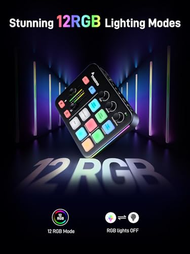 MAONO Gaming Streaming Equipment Bundle: Audio Interface Mixer and XLR Dynamic Mic RGB Noise Reduction Live Streaming Podcasting MaonoCaster PD200XS&G1 NEO