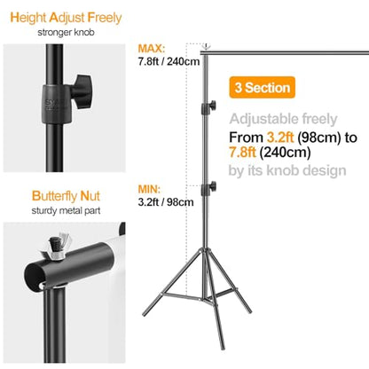 EMART Photo Backdrop Stand kit, 7.8 x 10 ft Back Drop Adjustable Frame for Photography, Photoshoot Banner Background Support Holder for Parties Dectoration - size: 7.8x10ft