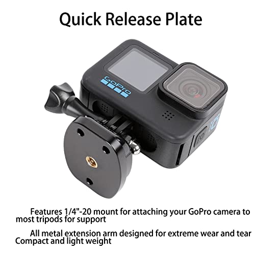 PellKing 1/4 Tripod/Monopod Adapter Mount Compatible with GoPro Hero 13 12 11 10 9 8 7 6 5 Camera, AKASO, Insta360,DJI Osmo Action 2 3 4 5 CNC Quick Release Base Buckle Accessory