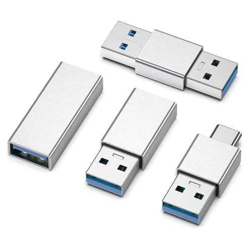 Fidioto 4kinds of USB 3.0 adapters kit, USB 3.0 Male to Male and Female to Male and Female to Female, high Speed Convert Extension Coupler Connector converte,Sliver - color: Multiple forms