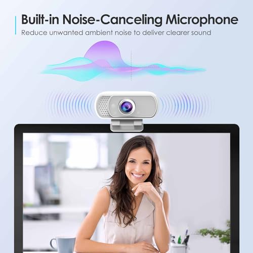 Webcam with Tripod Privacy Shutter: 1080P FHD Web Camera with Mic, Plug & Play USB A USB C Webcam with Stand, White Wide Angle Noise-Canceling Microphone Compact Web Cam for Online Meeting Classes - style: White USB-C Webcam Cover & Tripod