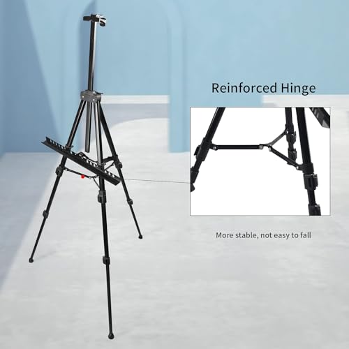 RRFTOK Black 3 Pack 21-66 Inch Art Easel Stand for Painting and Sign | Three portable metal tripod easels with reinforced triangle for canvas holder, floor display, drawing and poster stand use - style: 66BL 3-pack