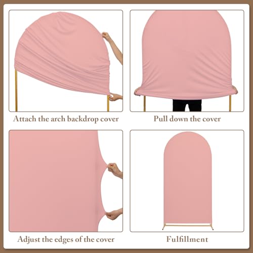 Toolterritary Metal Arch Backdrop Stand and Cover Set, 7.2FT, 6FT Party Backdrop, Easy to Assemble, Backdrop Stand for Parties, Birthday, Baby Shower - color: Dusty Rose, size: 7.2ft, 6ft