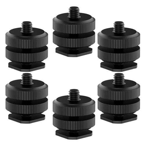 Camera Hot Shoe Mount(6 Pack) to 1/4"-20 Tripod Screw Adapter Flash Shoe Mount for DSLR Camera Rig - size: 6 Pack