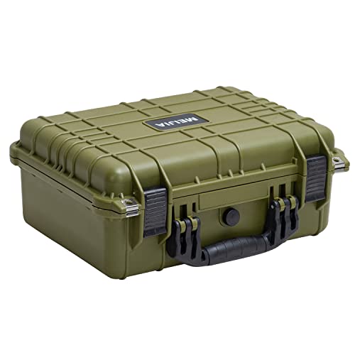 MEIJIA Portable All Weather Waterproof Camera Case With Foam,Fit Use of Drones,Camera,Equipments,Pistols,15.98x12.99x6.85inches - color: Green
