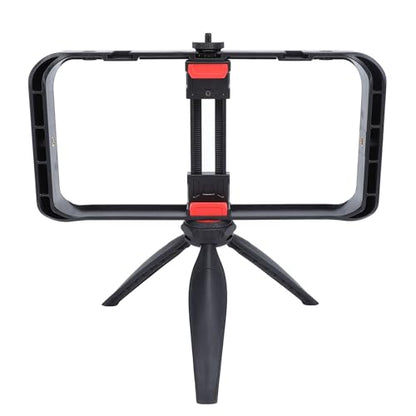 Pilipane Smartphone Video Rig Hand Grip Stabilizer Durable ABS Phone Stabilizer Rig with Tripod for Live Streaming Videography and Film Production