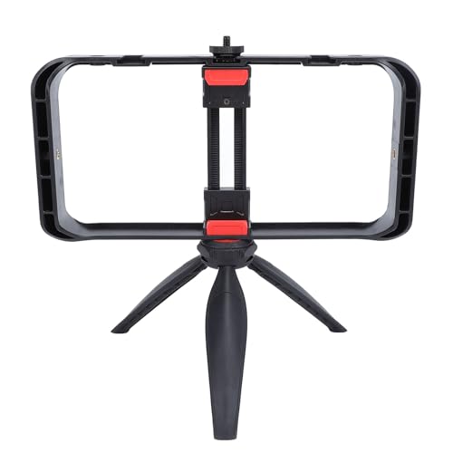 Pilipane Smartphone Video Rig Hand Grip Stabilizer Durable ABS Phone Stabilizer Rig with Tripod for Live Streaming Videography and Film Production