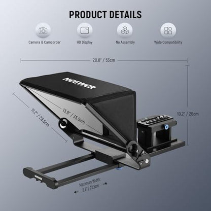 Neewer Teleprompter X14 III with RT113 Remote/App Control, 45° Tilt 14" Beamsplitter All Metal Frame Upgraded Camera Mount QR Plate Compatible with Manfrotto 501PL for iPhone iPad DSLR, Assembly Free - style: X14 III