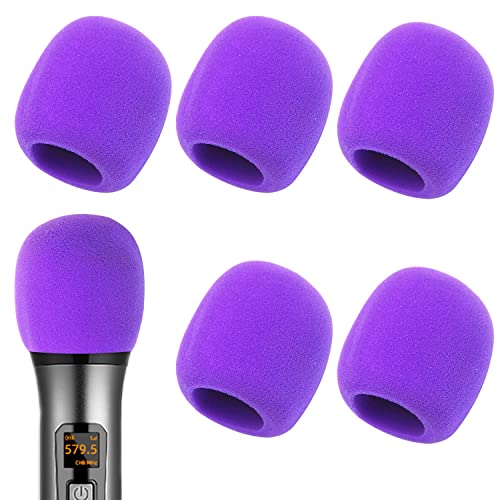 Fielect 5Pcs Microphone Cover Sponge Foam Mic Cover Handheld Microphone Windscreen Shield Protection Micro Foam Filter Purple for KTV Broadcasting - color: Purple