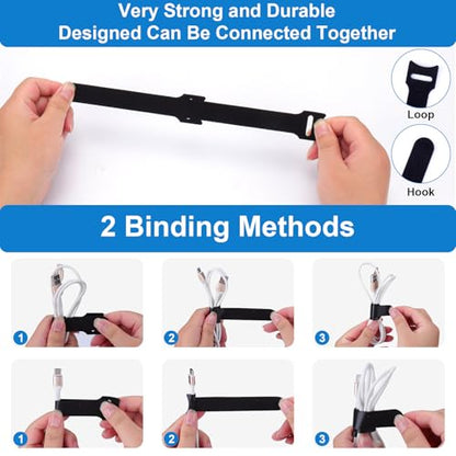 XANGNIER 50 Pair Cable Management Under Desk,Adjustable Hook and Loop Cable Ties,Self Adhesive Cord Organizer,Reusable Cord Straps for PC Computer Wire Organizer,Home Office Essentials