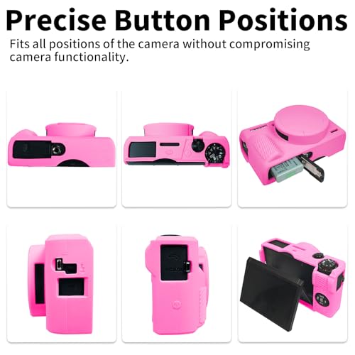 G7X Mark III Case, Soft Silicone Protective Case Cover for Canon Powershot G7X Mark III Digital Camera, Durable Camera Body Skin Protector with Removable Lens Cover - Rosy Pink - color: Rosy Pink