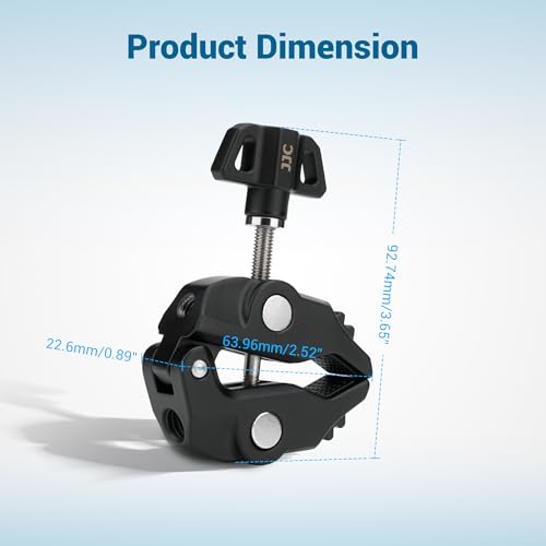 Universal Super Clamp Camera Mount, Adjustable Metal Heavy Duty Clamp with 1/4"-20 & 3/8"-16 Threads, 0.47-2.36'' Jaw Grip Desk Clamps for Magic Arm Light Stand Tube Bike Handlebar Stroller Tripod - size: Clamp Only
