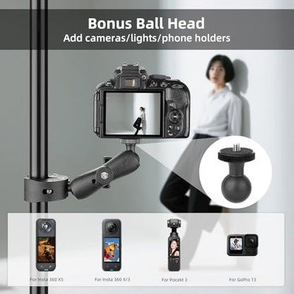 BRDRC Double Clamp Mount Umbrella Holder Camera Pole Bracket for Stroller Wheelchair Monitor Magic Socket Arm Desk Photo Studio Light Stand Photography Reflector Flag Cross Bar Accessories