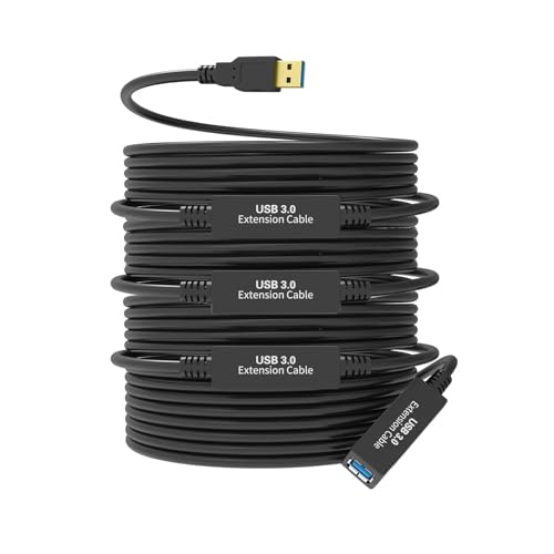 100FT USB 3.0 Active Extension Cable, USB 3.0 Extension Cord A-Male to A-Female, With High-Speed Data Signal Amplifier, Compatible With Quest 3,VR,Rift,360 Kinect,Xbox,Webcam,PS4, HD Camera or More - size: 100FT Active