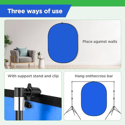 Portable Green Screen Backdrop with Stand,Foldable 5x7ft Chromakey Blue&Green Screen 2 in 1 Pop Up Collapsible Backdrop for Photo and Video Shooting,Gaming (Green & Blue) - color: Green & Blue