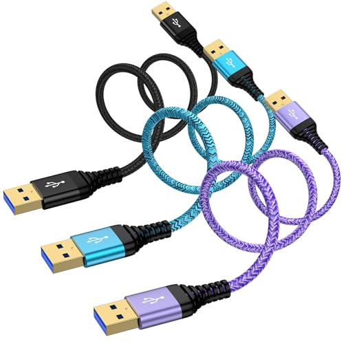 USB to USB, USB3.0 Cable 6FT Male to Male USB Cable, 3 Pack Double Ended USB3.0 A to A Data Transfer Cord for KVM Soundbar Monitor Laptop Cooler Fan Hard Drive Enclosures DVD Player TV Hub Set Up Box - color: Black, Blue, Purple, size: 6FT