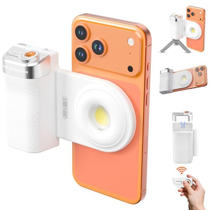 Phone Flash Fill Light, Magnetic Attachment for Mobile Phones, Built-in Handle with Focus Knob, Portable LED Light Phone Photography, Vlog & Live Streaming