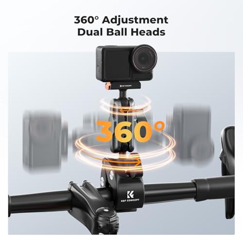 K&F CONCEPT Super Clamp Camera Mount with 360° Dual Ball Head, Bike/Motorcycle Handlebar Tube Mount Quick Release Compatible with Action 5 Pro/4/3 - style: Super Clamp with Ballhead(Action 5 Pro)