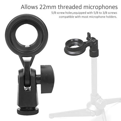 Germerse Microphone Holder, Portable Anti Vibration Mic Stand Adapter, Black Plastic, 22mm/0.9in Threaded Microphones